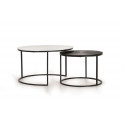 Set Of 2 Iron Coffee Tables, Black And White Bronze 76x76x85cm