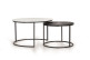 Lot De 2 Tables Basses Fer, Bronze Noir et Blanc 76x76x85cm