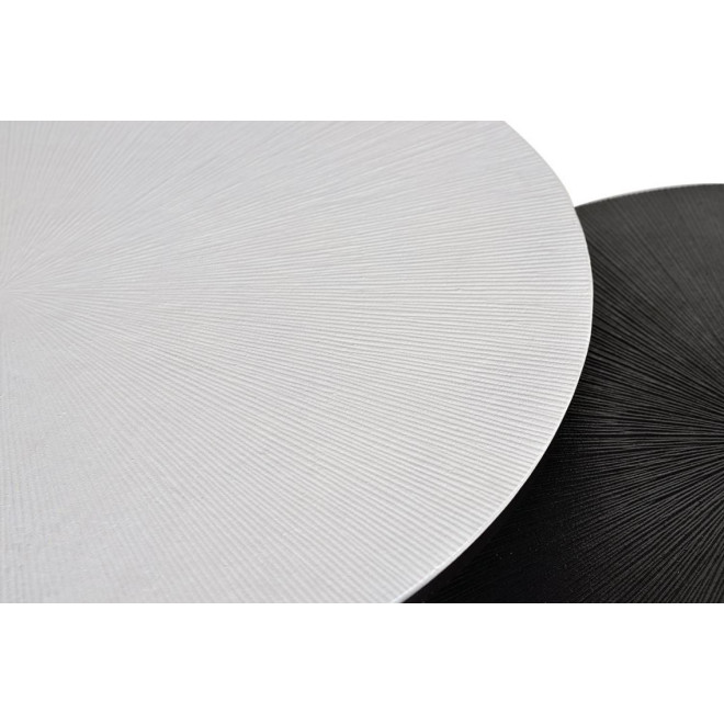 Lot De 2 Tables Basses Fer, Bronze Noir et Blanc 76x76x85cm