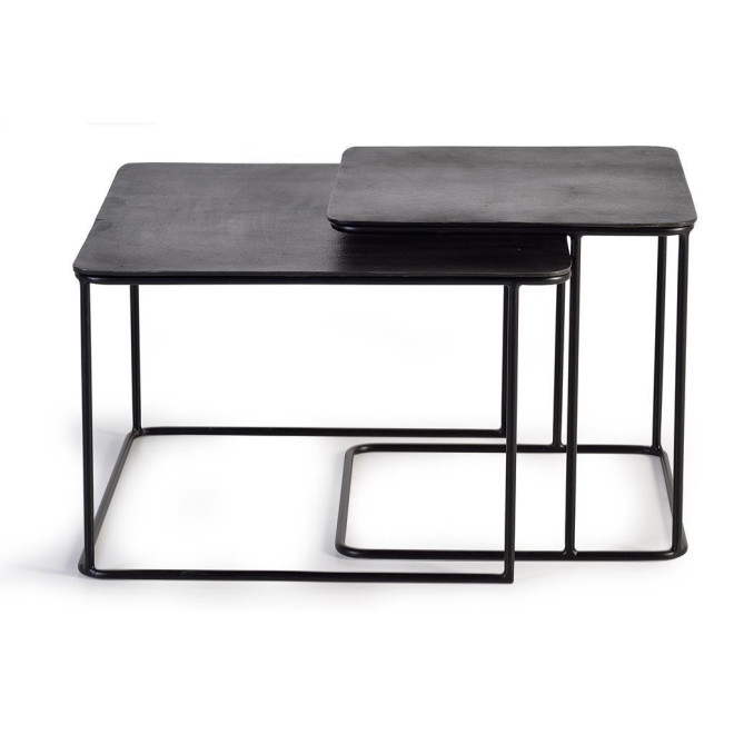 Lot De 2 Tables Basses Fer Noir 62x62x86cm