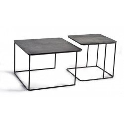 Set Von 2 Niedrigen Tischen Eisen Schwarz 62x62x86cm