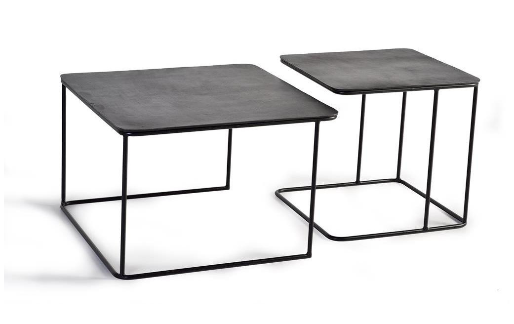 Lot De 2 Tables Basses Fer Noir 62x62x86cm