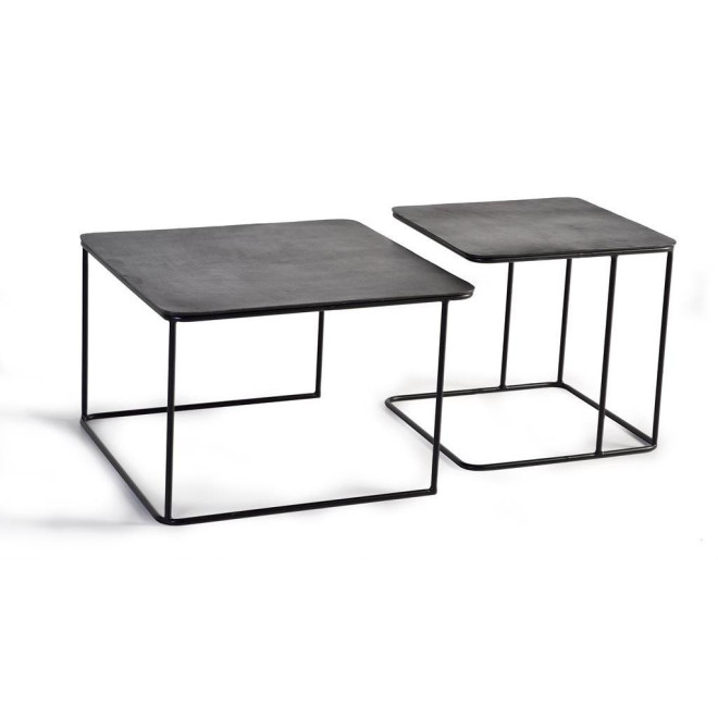 Lot De 2 Tables Basses Fer Noir 62x62x86cm