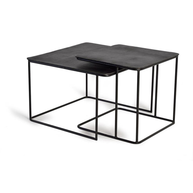 Lot De 2 Tables Basses Fer Noir 62x62x86cm