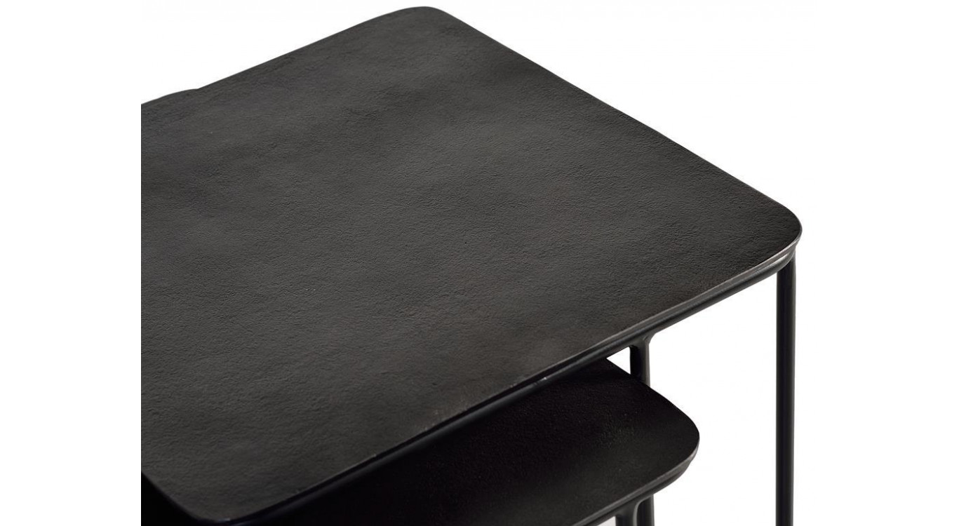 Lot De 2 Tables Basses Fer Noir 62x62x86cm