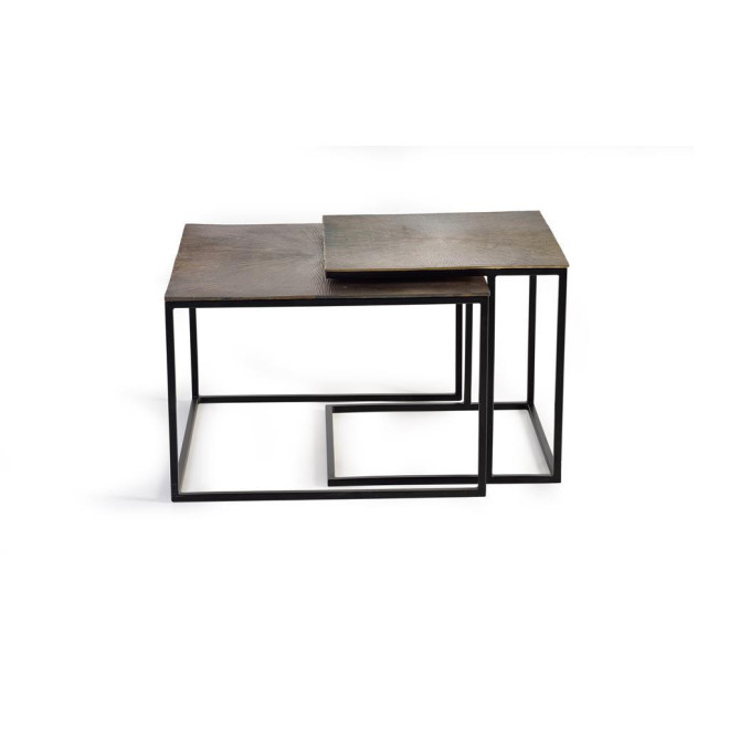 Lot De 2 Tables Basses Fer Bronze 62x62x86cm