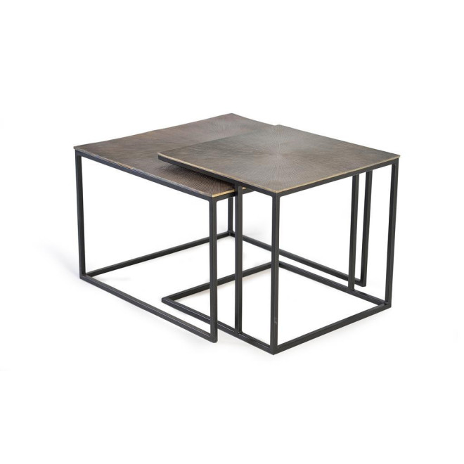 Lot De 2 Tables Basses Fer Bronze 62x62x86cm