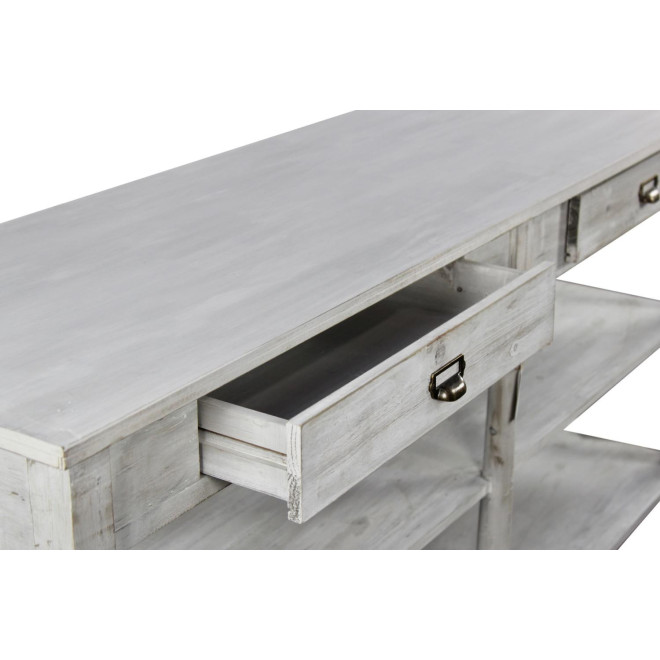 Konsolenmöbel Drapier Holz Cerusé Weiß 2 Schubladen 190x54x87cm