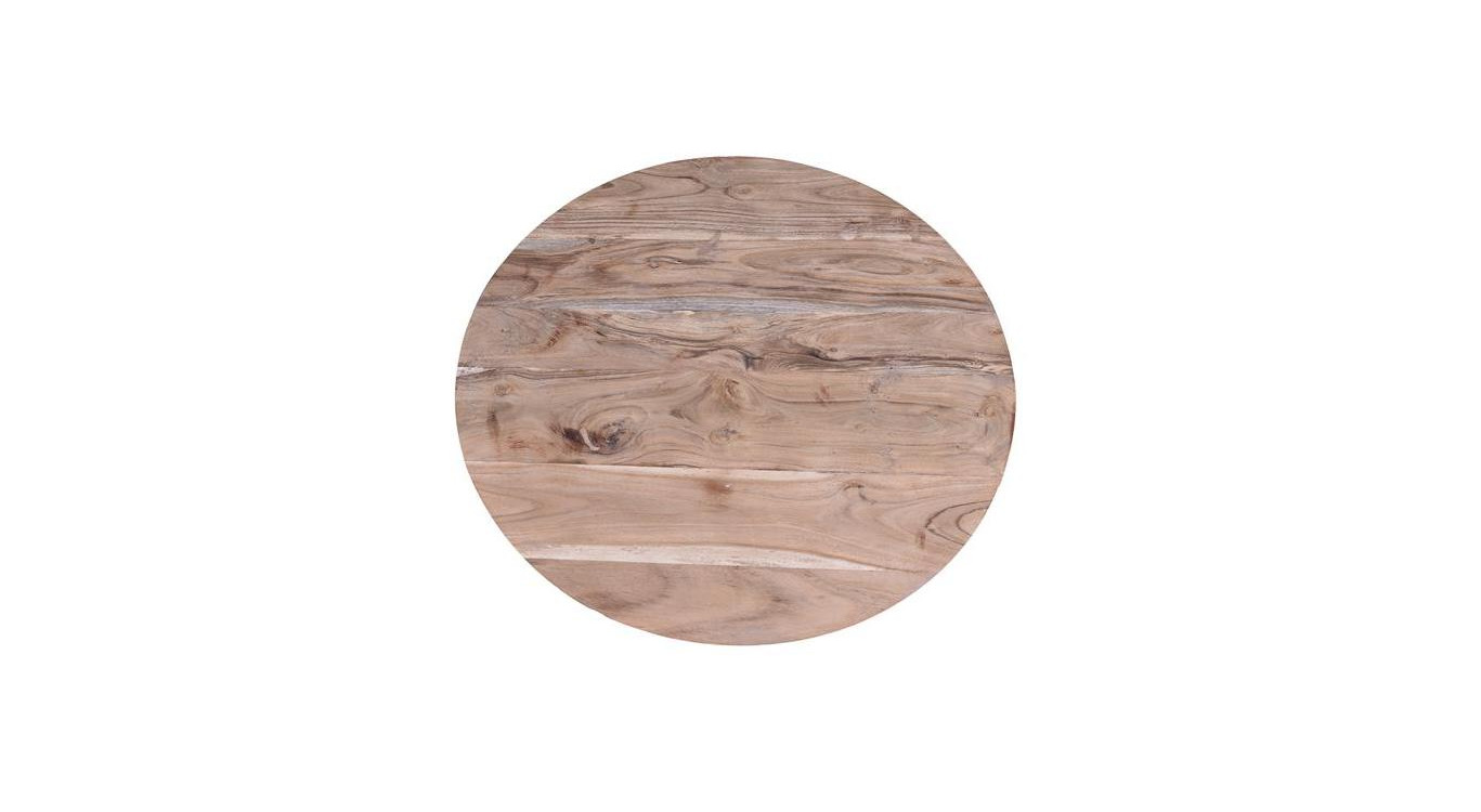 Lot De 2 Tables Basses Bois, Métal Marron 76x76x67cm