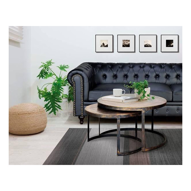 Lot De 2 Tables Basses Bronze, Fer Bronze 76x76x87cm