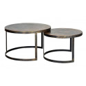 Satz von 2 Couchtischen Bronze, Eisen Bronze 76x76x87cm