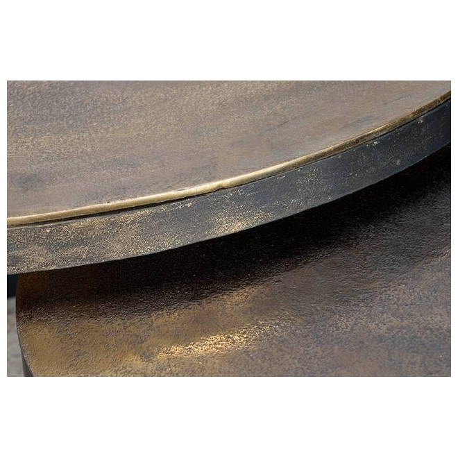 Lot De 2 Tables Basses Bronze, Fer Bronze 76x76x87cm