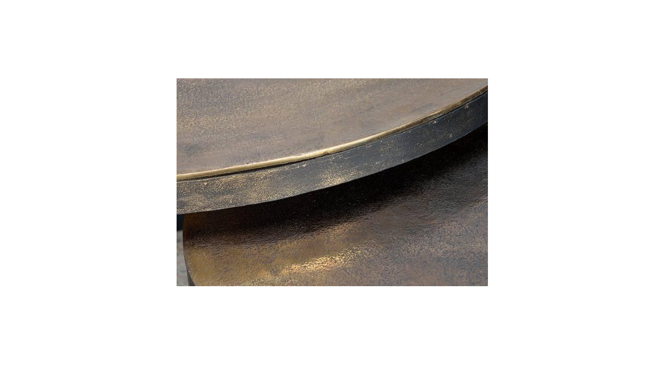 Lot Von 2 Niedrigen Tischen Bronze, Eisen Bronze 76x76x87cm