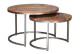 Lot De 2 Tables Basses Bois, Métal Marron 70x70x46cm