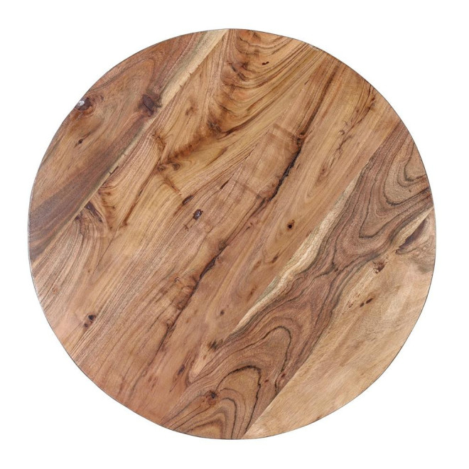 Lot De 2 Tables Basses Bois, Métal Marron 70x70x46cm