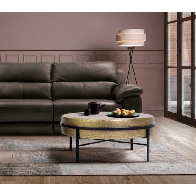 Table Basse Bronze, Fer Or 82x82x37cm