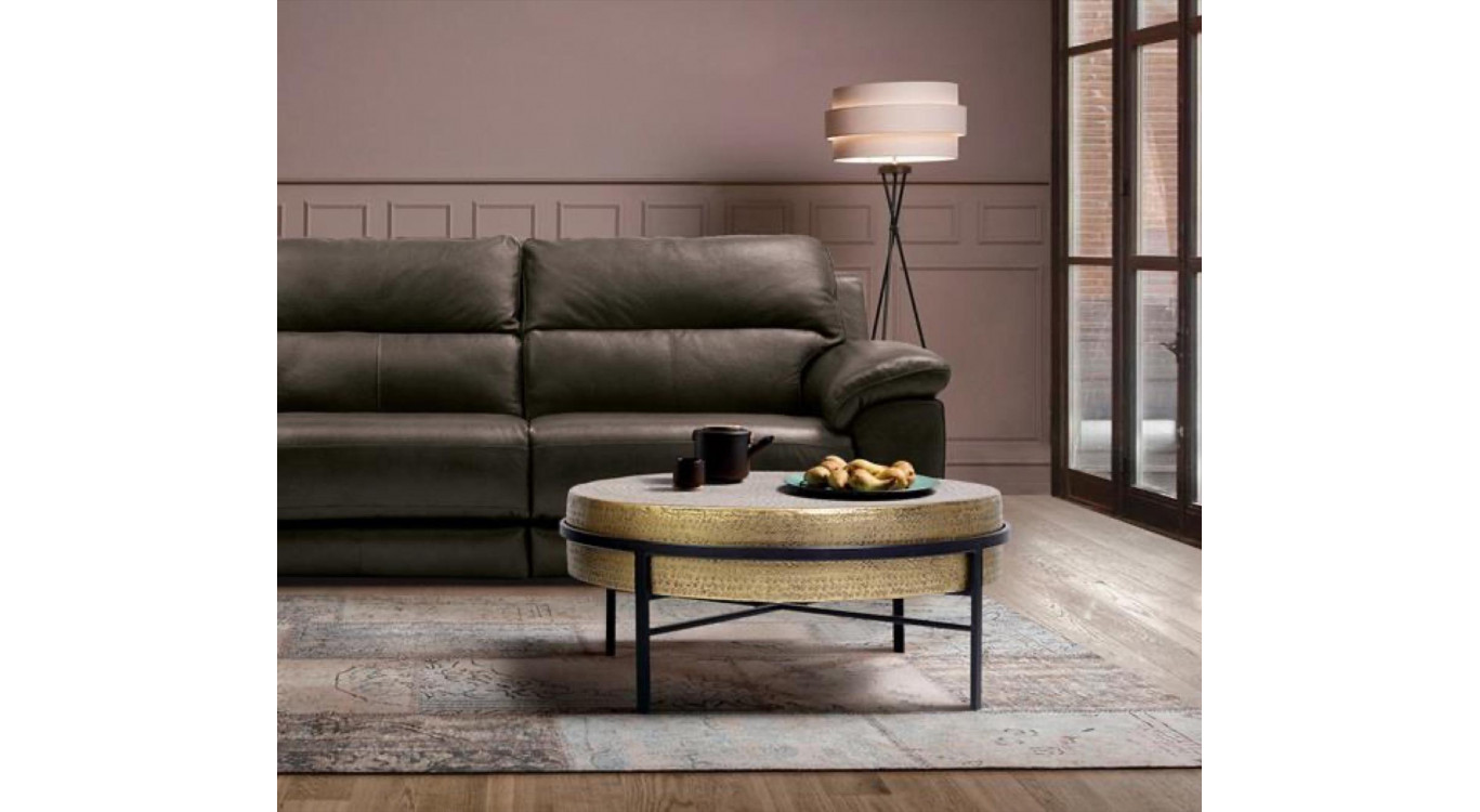 Table Basse Bronze, Fer Or 82x82x37cm