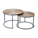 Set Of 2 Bronze Coffee Tables, Iron Bronze 70x70x89cm