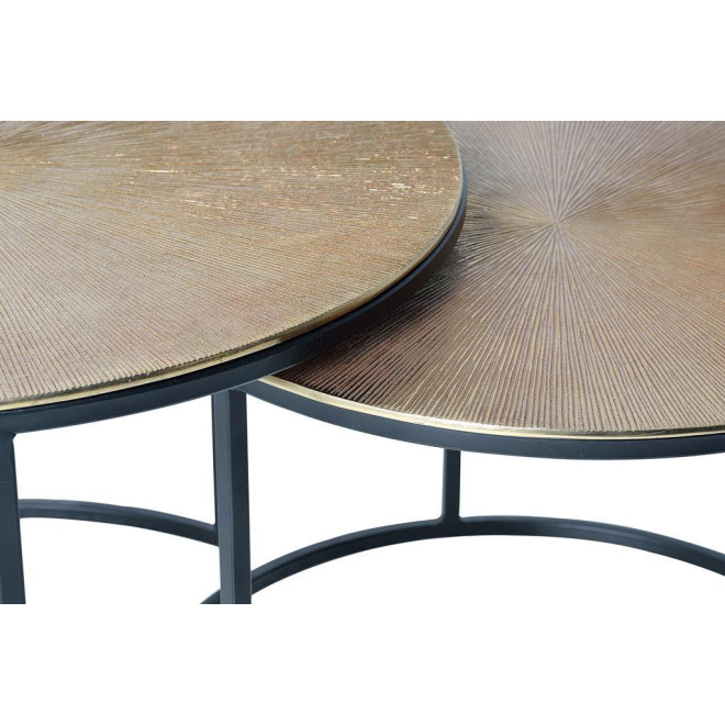 Lot Von 2 Niedrigen Tischen Bronze, Eisen Bronze 70x70x89cm