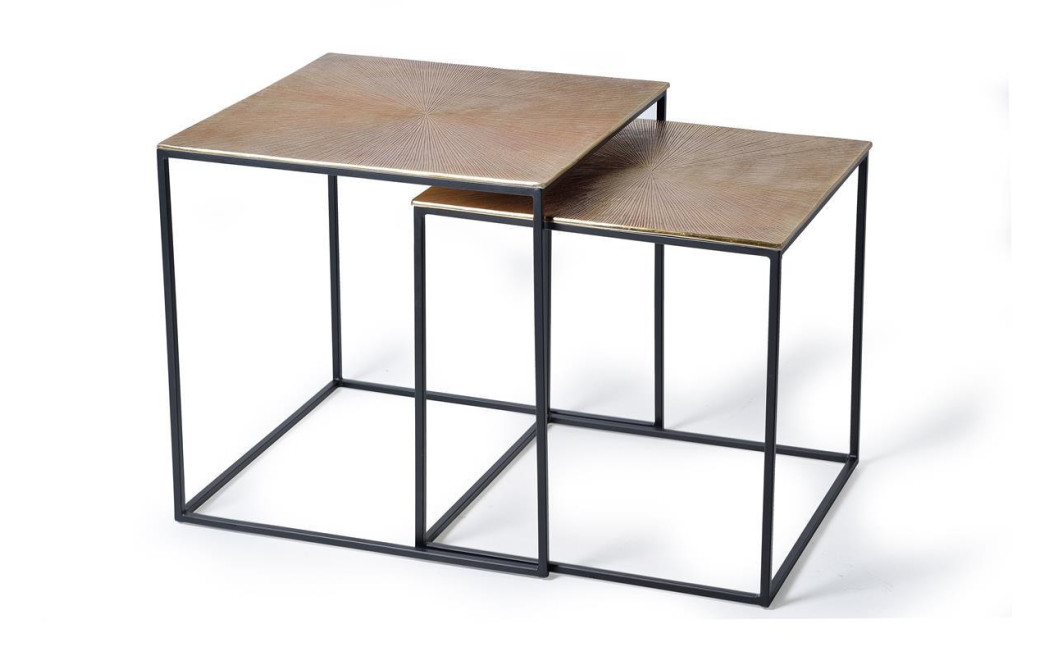 Lot De 2 Tables Basses Bronze, Fer Bronze 55x105x56cm