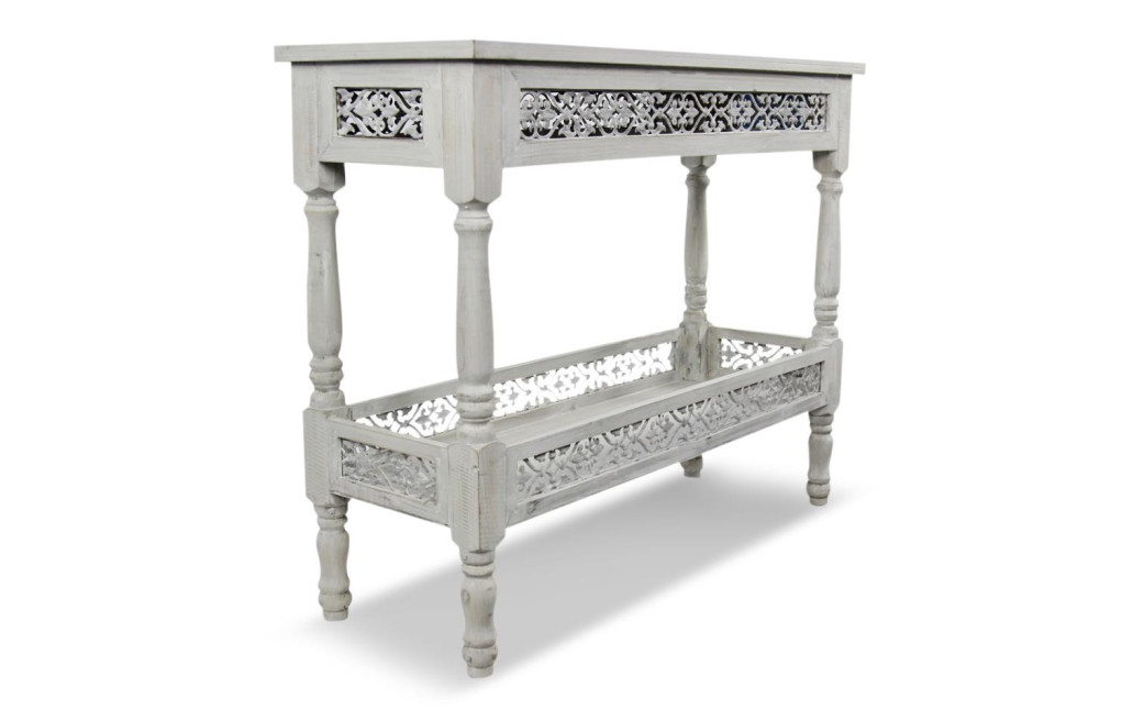 Meuble Console Bois Cerusé Blanc 98x35x77cm