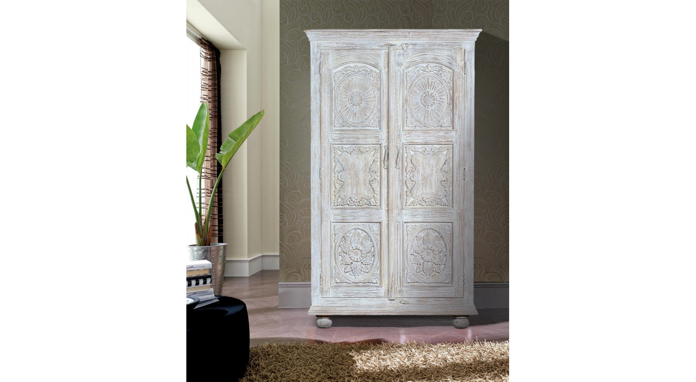 Armoire Bois Blanc 114x60x200cm