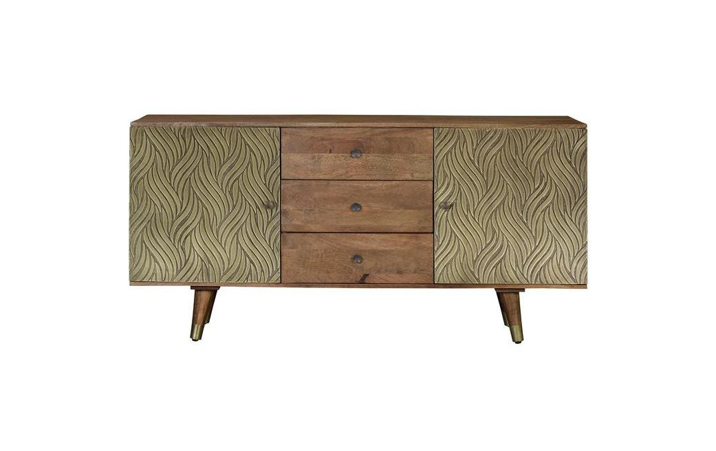Truhe mit 3 Schubladen Holz, Bronze Braun 160x40x78cm