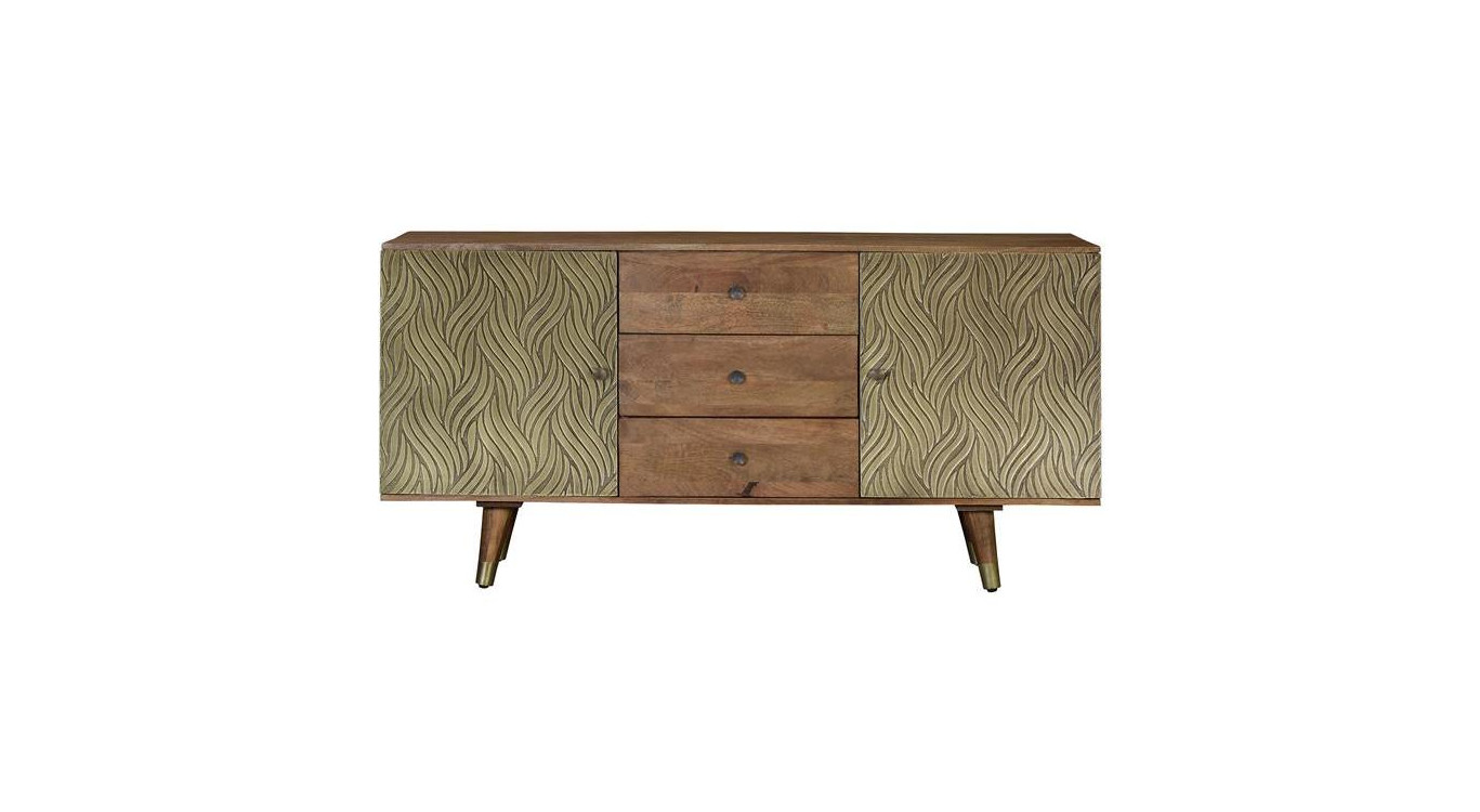 Truhe mit 3 Schubladen Holz, Bronze Braun 160x40x78cm
