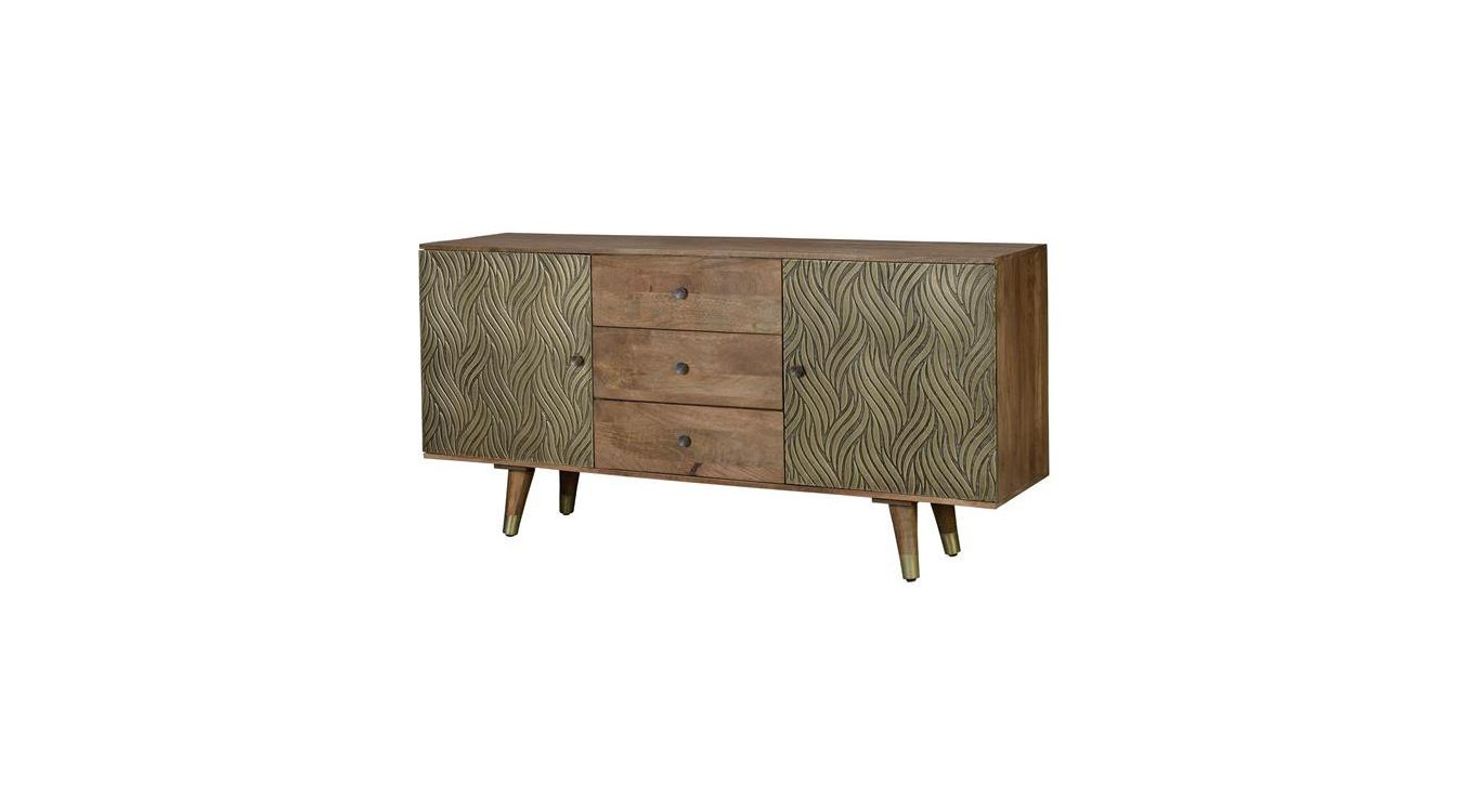 Truhe mit 3 Schubladen Holz, Bronze Braun 160x40x78cm