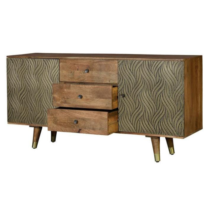 Truhe mit 3 Schubladen Holz, Bronze Braun 160x40x78cm
