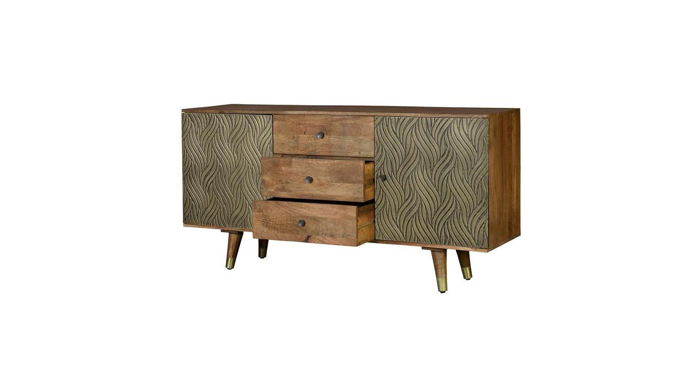 Truhe mit 3 Schubladen Holz, Bronze Braun 160x40x78cm