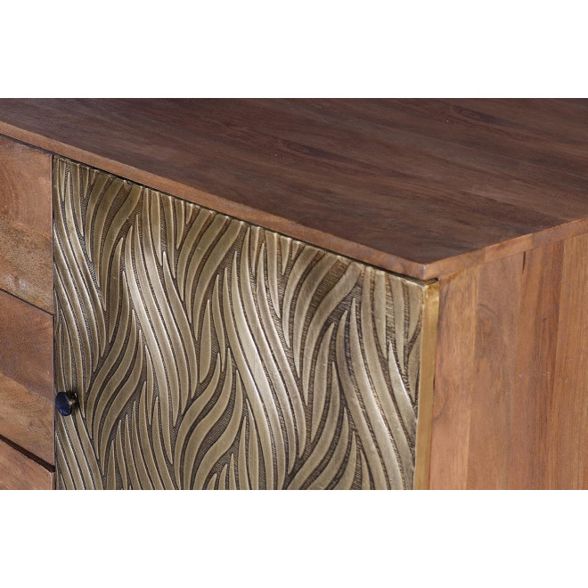 Truhe mit 3 Schubladen Holz, Bronze Braun 160x40x78cm