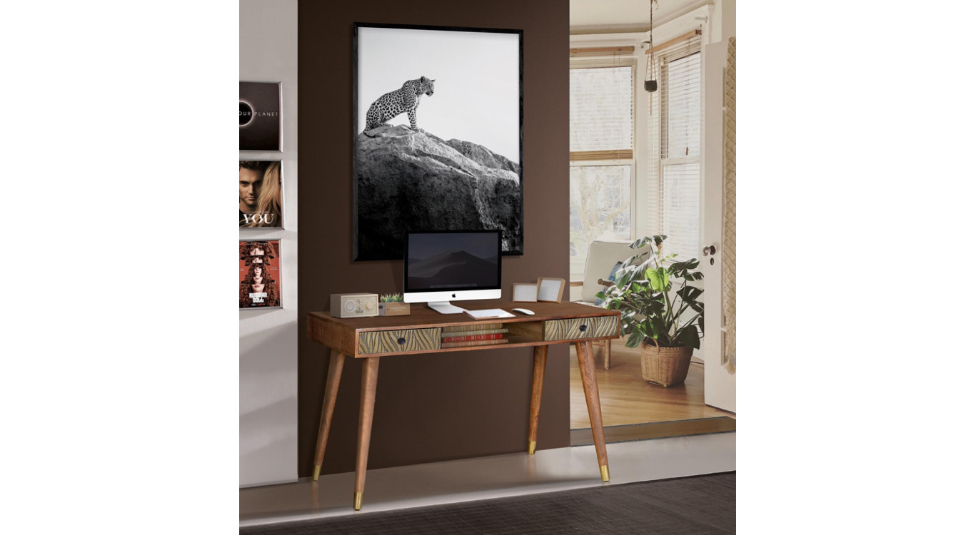 Konsole mit 2 Schubladen Holz, Bronze Braun 130x50x76cm