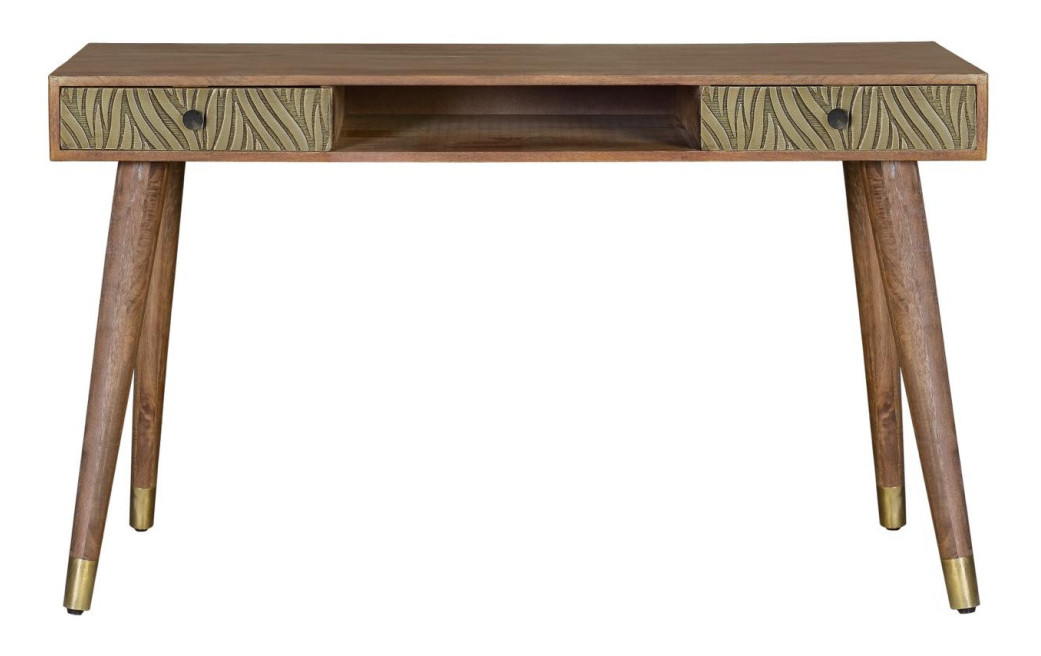 Konsole mit 2 Schubladen Holz, Bronze Braun 130x50x76cm
