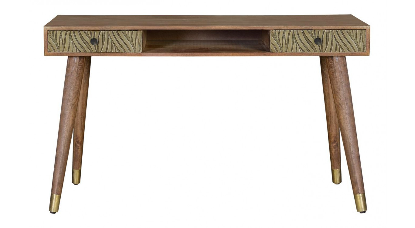 Konsole mit 2 Schubladen Holz, Bronze Braun 130x50x76cm