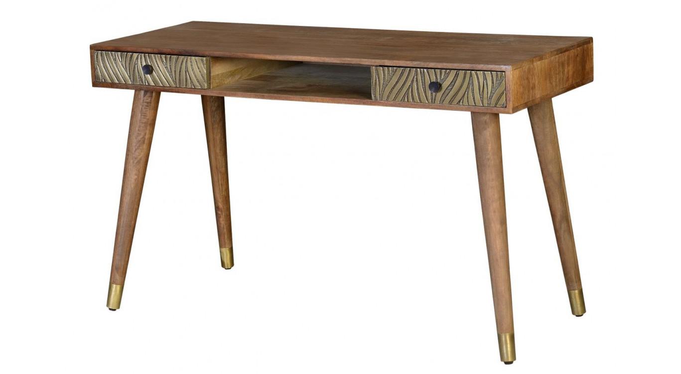 Konsole mit 2 Schubladen Holz, Bronze Braun 130x50x76cm