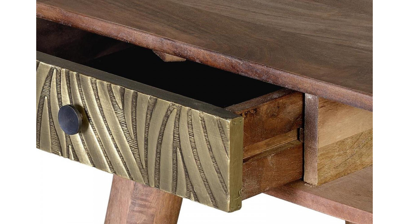 Konsole mit 2 Schubladen Holz, Bronze Braun 130x50x76cm