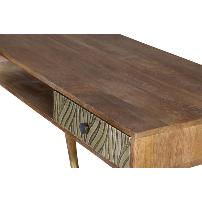 Console 2 Tiroirs Bois, Bronze Marron 130x50x76cm
