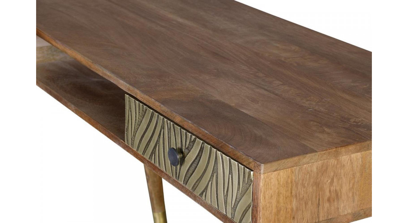 Konsole mit 2 Schubladen Holz, Bronze Braun 130x50x76cm