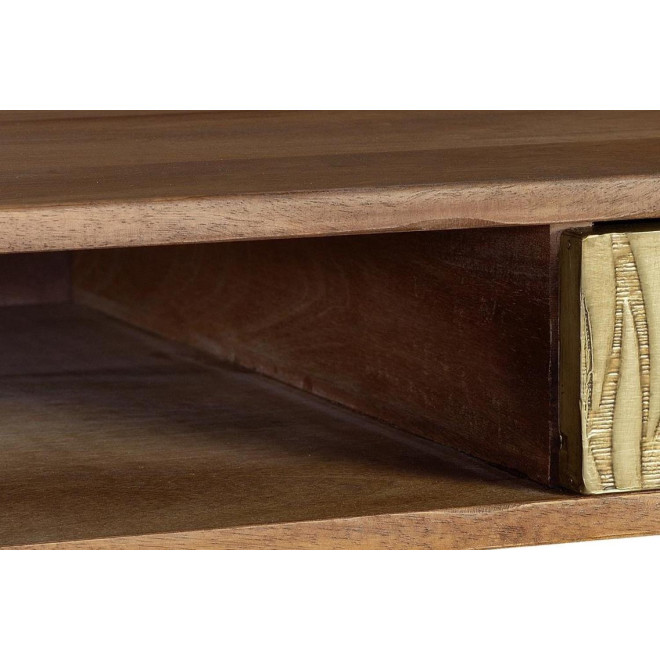 Console 2 Tiroirs Bois, Bronze Marron 130x50x76cm