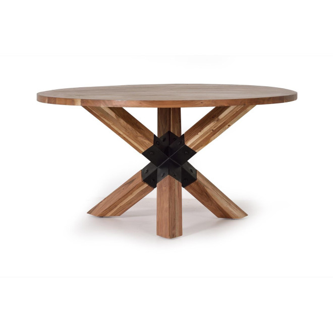 Table à Manger Bois, Fer Marron 150x150x76cm