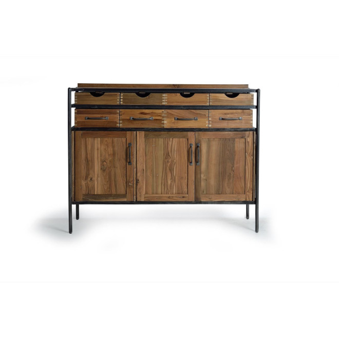 Anrichte mit 8 Schubladen Holz, Eisen Braun 140x40x110cm