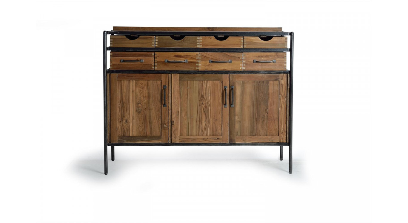 Anrichte mit 8 Schubladen Holz, Eisen Braun 140x40x110cm