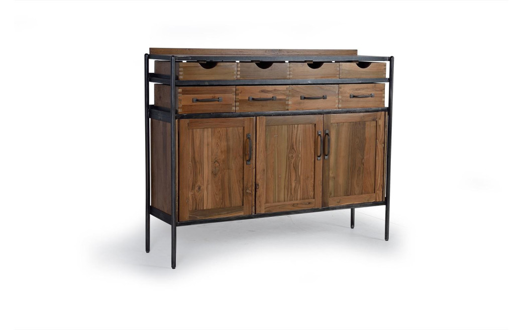 Anrichte mit 8 Schubladen Holz, Eisen Braun 140x40x110cm