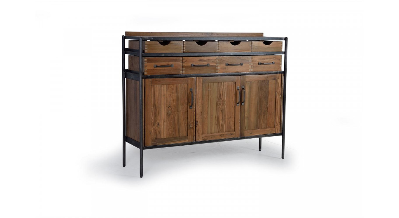 Anrichte mit 8 Schubladen Holz, Eisen Braun 140x40x110cm