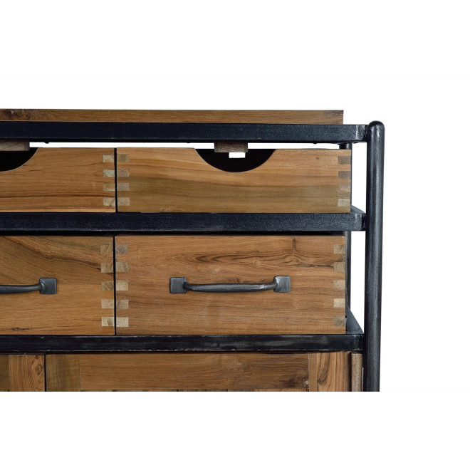 Anrichte mit 8 Schubladen Holz, Eisen Braun 140x40x110cm