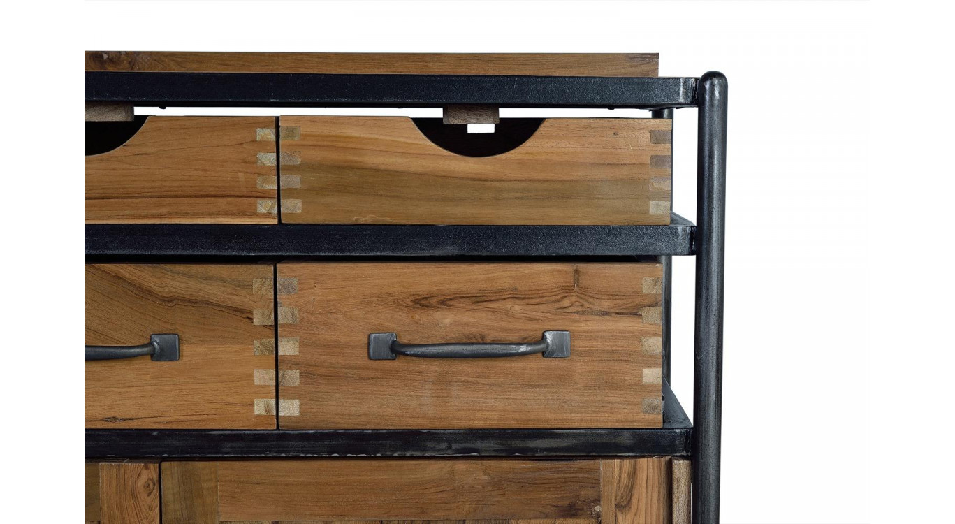 Anrichte mit 8 Schubladen Holz, Eisen Braun 140x40x110cm