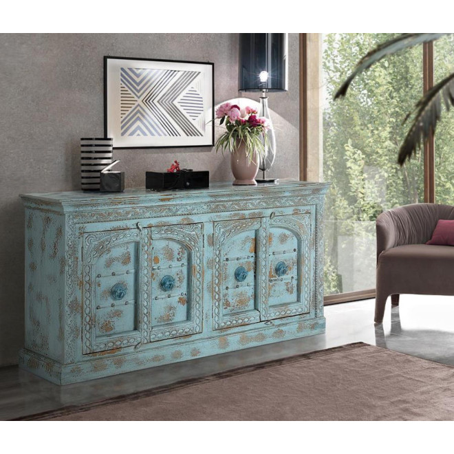 Holztruhe Blau 190x45x100cm