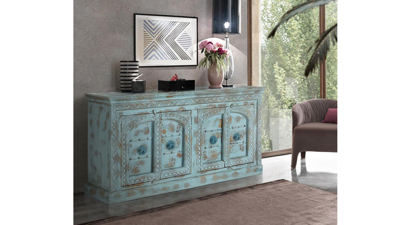 Holztruhe Blau 190x45x100cm