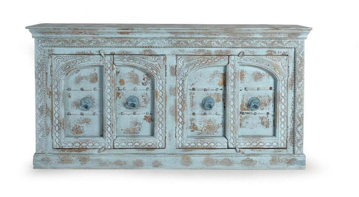 Holztruhe Blau 190x45x100cm
